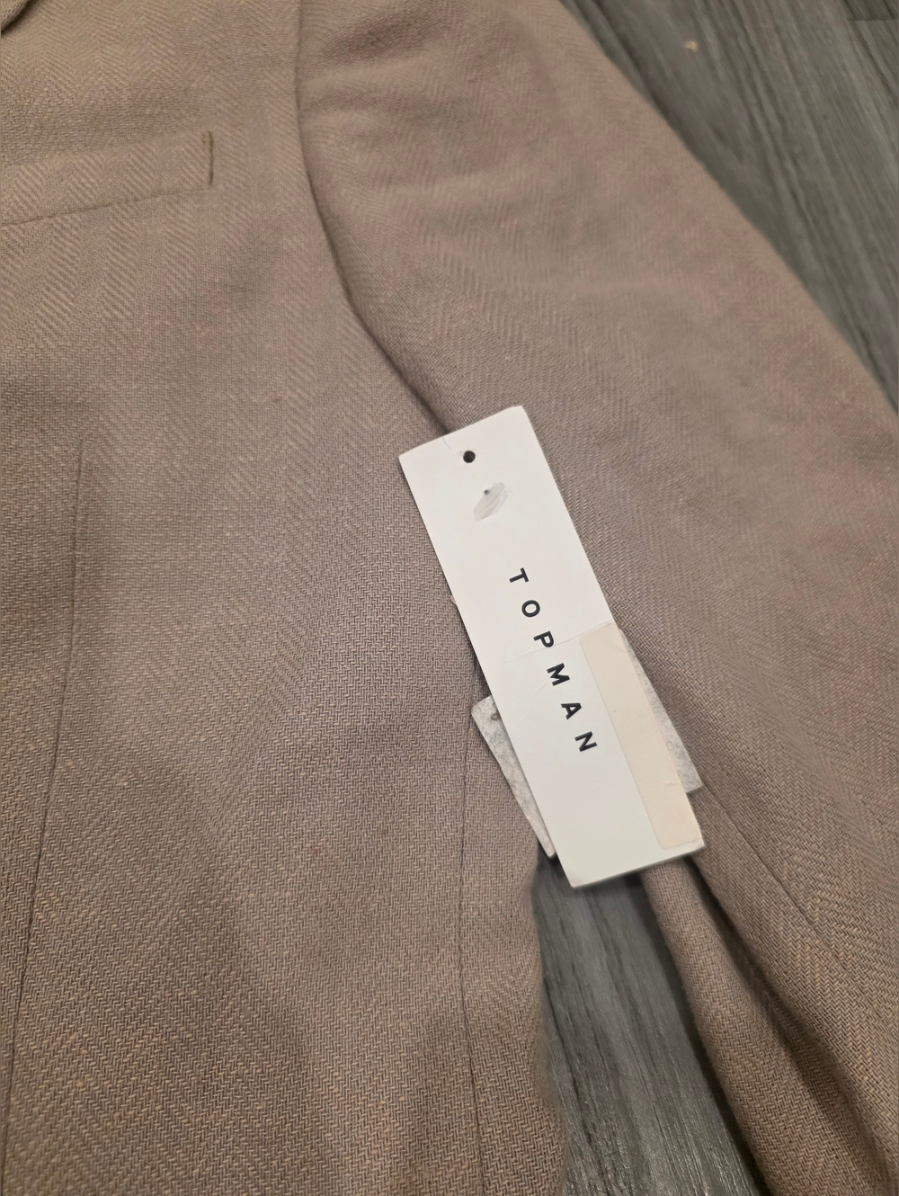 TOPMAN Men's Skinny Blazer Cotton Linen Jacket Stone 34R NWT $167 - Picture 5 of 16